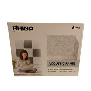 Rhino Acoustic Absorption Panel 16” x 12” x 0.4”, 6 Pcs Sound Proof Silver Gray